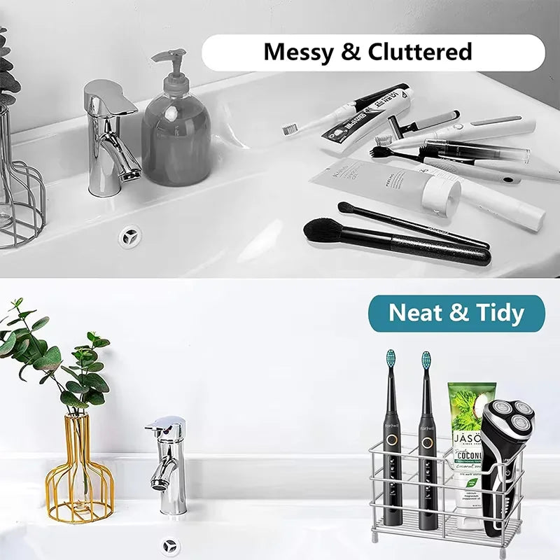 Bathroom Toothbrush Holder 304 Stainless Steel Tooth Brush Holder Toothpaste Holder Stand Bathroom Accessories Organizer