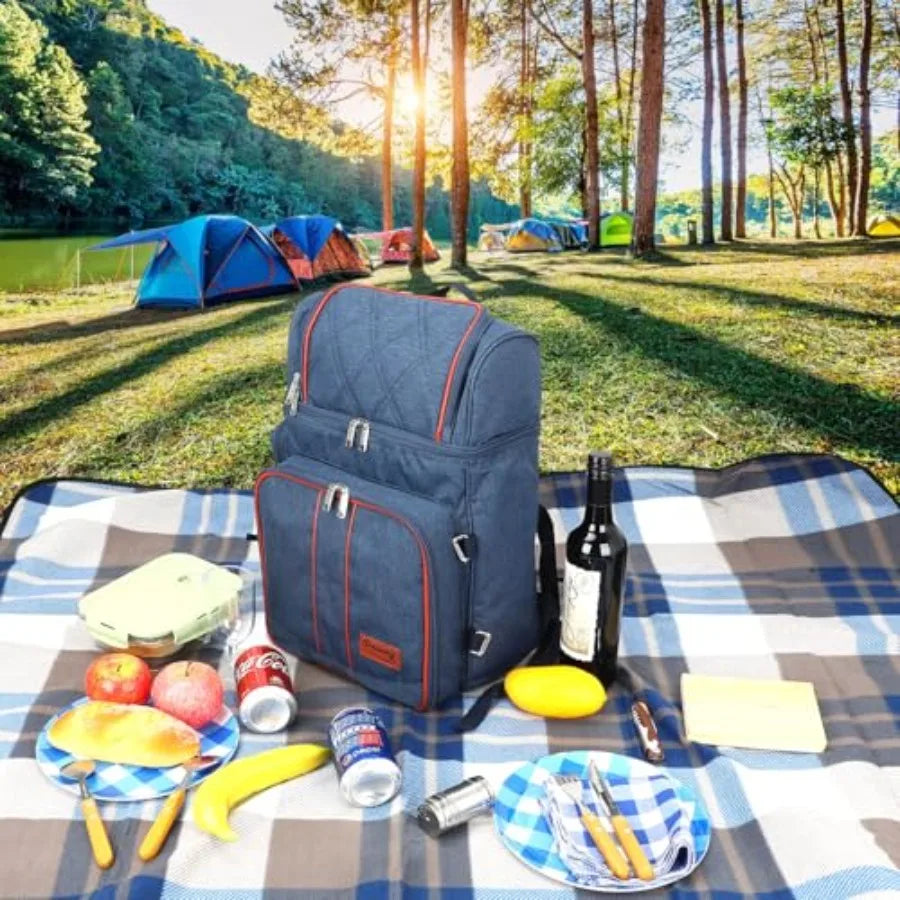 Picnic Backpack for Camping Picnic Basket for with Insulated Cooler Bag and Bottle Pouch Camping Gifts for Couples with Lightwe