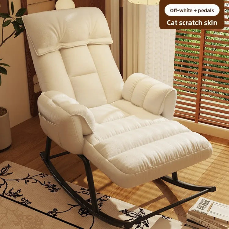 Lazy rocking chair Home retro balcony Leisure folding reclining chair Sofa chair Bedroom Single person can sit and lie down