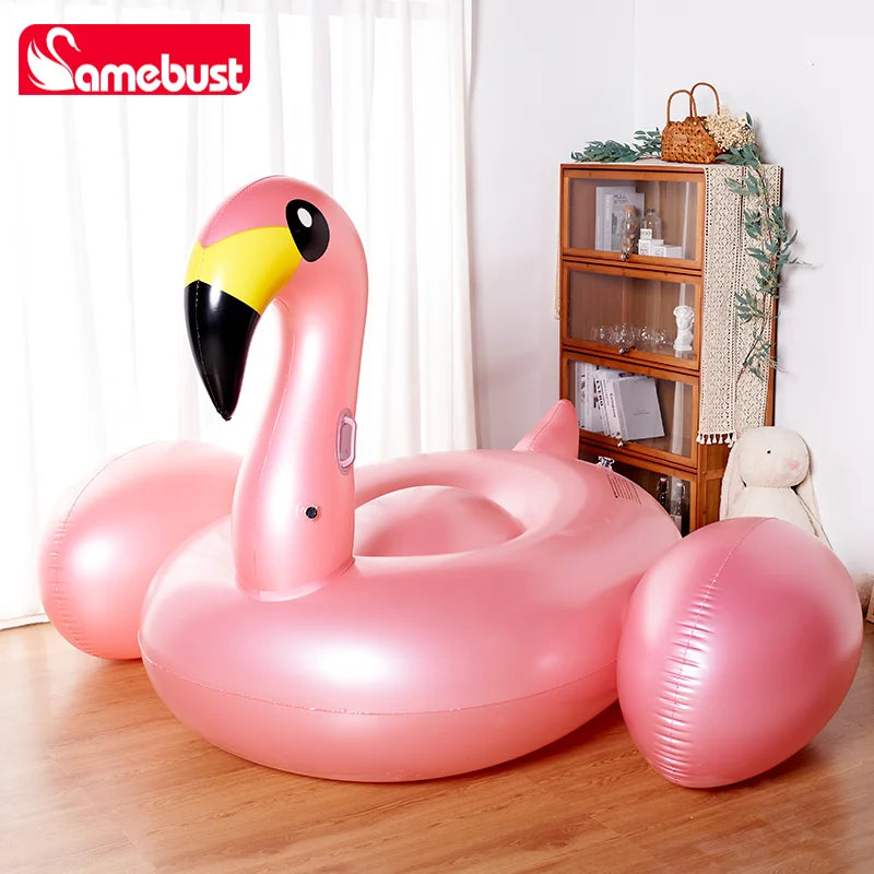 Camebust Inflatable Flamingo Tube Water Mount, Rose Gold Swimming Pool Float, Fun Beach Float, Swimming Party Decoration