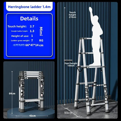Stainless steel telescopic ladder Multifunctional  herringbone ladder Portable folding ladder Bamboo ladder Lifting ladder