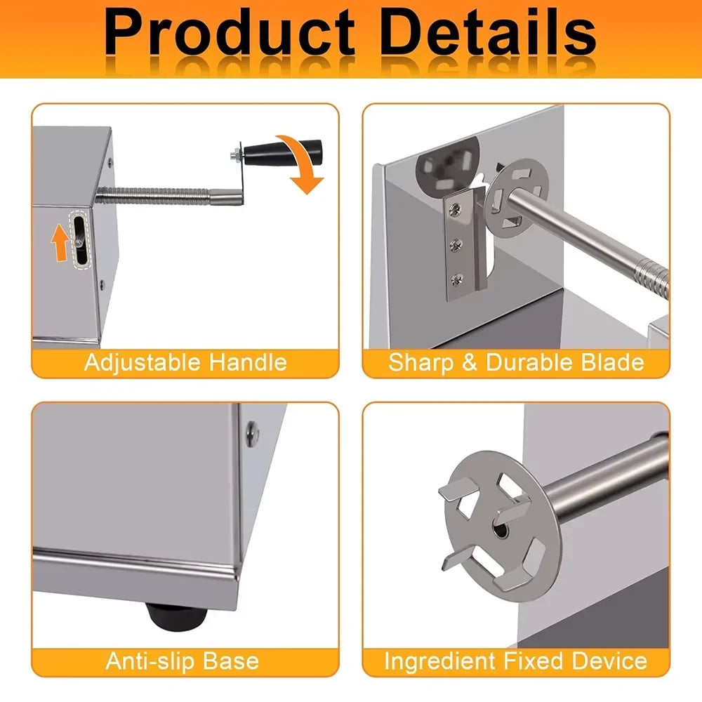 Twisted Potato Slicer Manual Stainless Steel Tornado Potato Spiral Cutter Potato Curly Fry Cutter For Potatoes Carrots Cucumbers