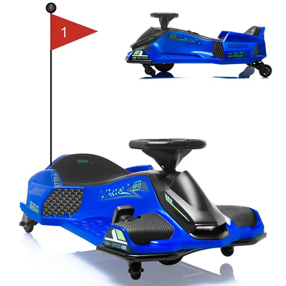 24V Electric Go-Kart Kids Outdoor Ride On Drift Racing Car Toy with Variable Speeds Up to 7.5 Mph,LED Lights,Music,USB Port