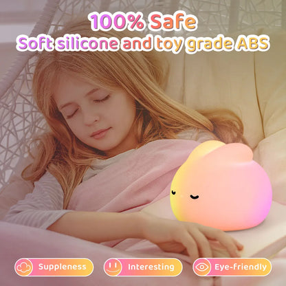 Silicone Rabbit Night Lamp Dream Rabbit Night Light LED Touch Sensor Lamp Timing Desktop Decoration Children's Night Light Gift