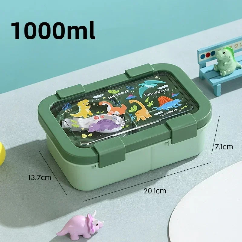 1000/1350ml Portable Cartoon Bento Box with Soup Bowl  Lunch Box Buckle Design Sealed Leak-proof Picnic Food Storage Container