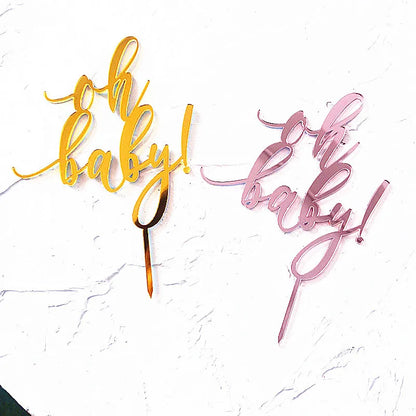 New Acrylic Kids Happy Birthday Cake Toppers Gold Boy or Girl Birthday Party Cake Topper for Baby Shower Gift Dessert Decoration