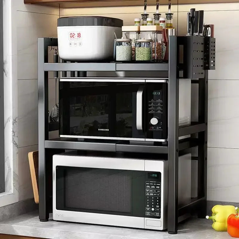 Household Microwave Oven Rack Shelf Kitchen Countertop Oven Rack 2Layers Seasoning Storage Rack Holder Stand Storage Furniture