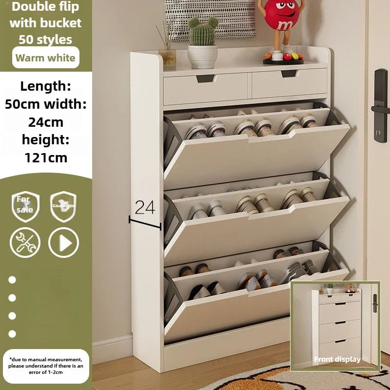 Tipping bucket shoe cabinet, outer entry shoe rack, balcony, entrance cabinet, living room large-capacity storage cabinet