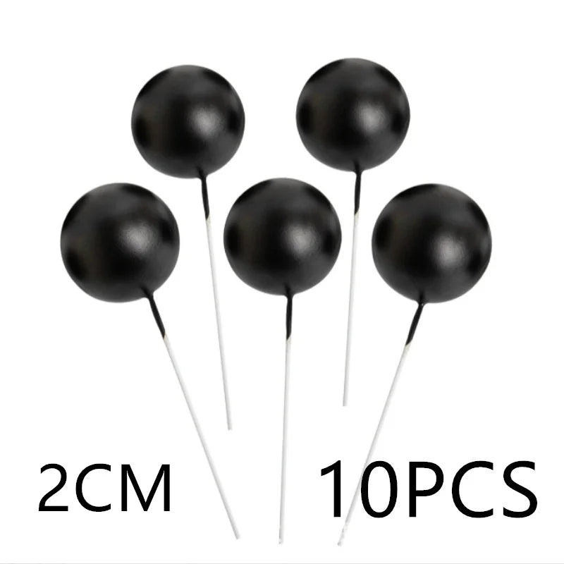 10 Pcs Colour Ball Happy Birthday Cake Topper 3CM Frosted Balls Kids Christmas Party Gift Cake Topper Wedding Dessert Decoration