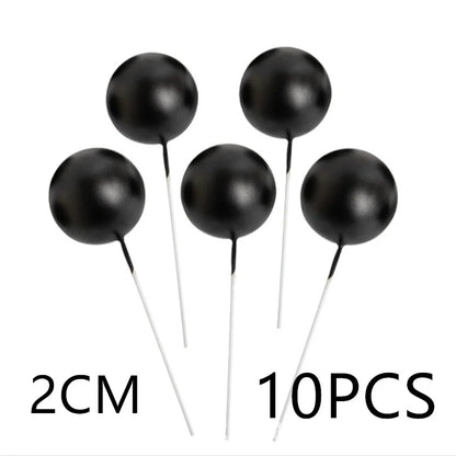 10 Pcs Colour Ball Happy Birthday Cake Topper 3CM Frosted Balls Kids Christmas Party Gift Cake Topper Wedding Dessert Decoration