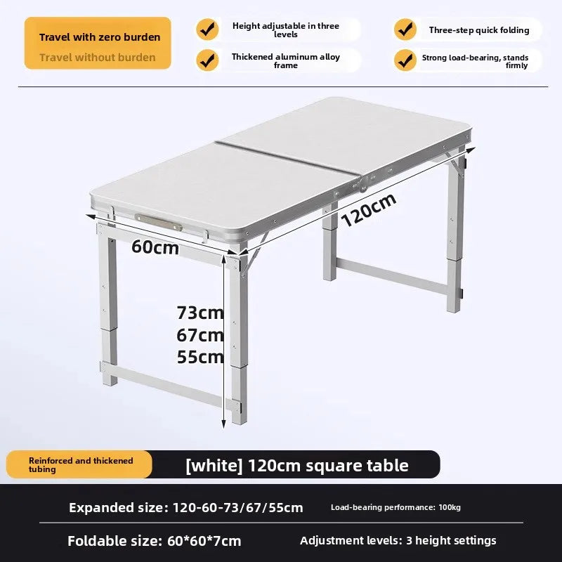 Portable Folding Picnic Table Adjustable Height Lightweight Compact Aluminum Easy Carry Camping Beach Tailgate Backyard Tables