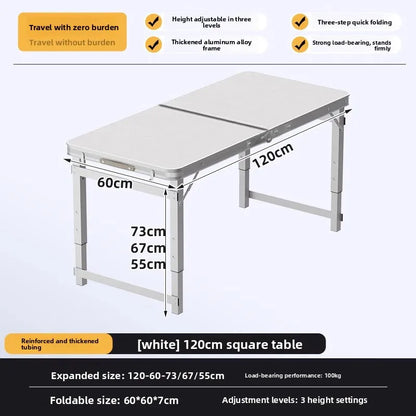 Portable Folding Picnic Table Adjustable Height Lightweight Compact Aluminum Easy Carry Camping Beach Tailgate Backyard Tables