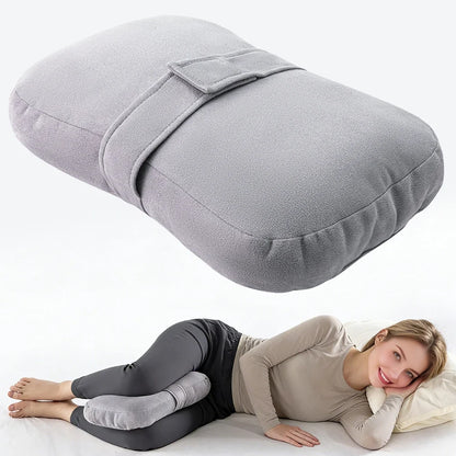 Knee Pillow for Side Sleepers，Support Leg Pillow for Hip & Back Pain, Plush，Bind Belt & Machine Washable