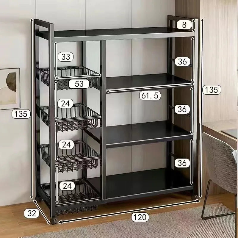 Multi-purpose mobile storage rack detachable mesh basket kitchen storage rack balcony living room shelf