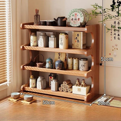Simple Tiers Desktop Storage Rack Compact Space-saving Wood Tabletop Stand Multi-functional Sturdy Desk Bookshelf Seasoning