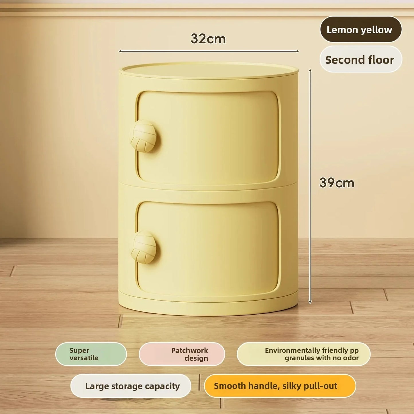Bedside table Cream wind multi-layer cylindrical bedroom locker Ornament storage cabinet