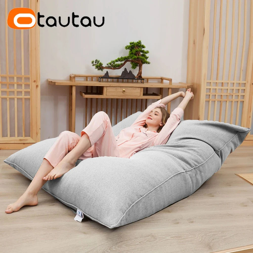 OTAUTAU Cotton Linen Pillow Sac Cover Double Sofa Bed Case Square Beanbag Chaise Lounge Recliner Floor Seat Couch DD008