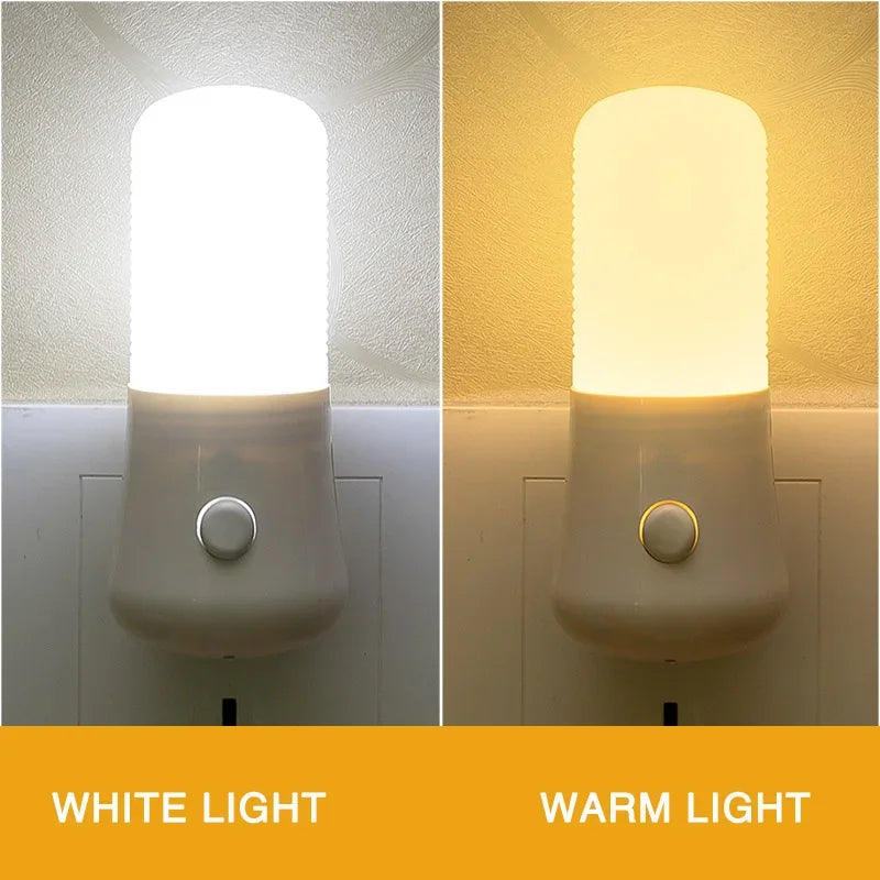 LED Night Lamps Bedside  EU/US Plug Push Button Switch Bedroom Lighting Lamp Baby Room Corridor Home Decortion ABS Night Lights