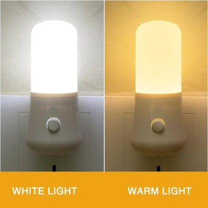 LED Night Lamps Bedside  EU/US Plug Push Button Switch Bedroom Lighting Lamp Baby Room Corridor Home Decortion ABS Night Lights