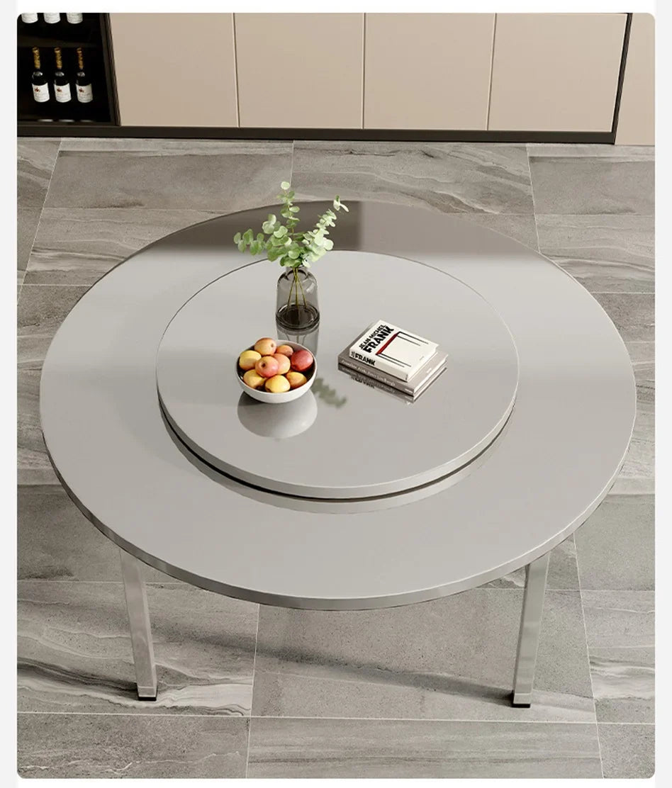Stainless steel folding round table, suitable for home use, small apartments, large food stalls, and street vendors.