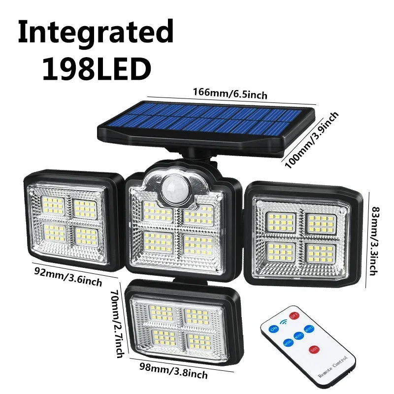 138/198/333/74 LED Solar Lights Outdoor Motion Sensor Human Induction Adjustable Head IP65 Waterproof Solar Power Wall Lamp