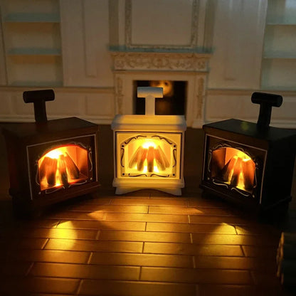 LED Mini Fireplace Night Light Creative Home Decoration Electronic Candle Night Lamp Children's Bedroom Deco Small Table Lamps
