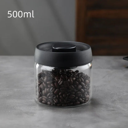 Coffee Jar Manual Vacuum Moisture Proproof Storage Jar Kitchen High Borosilicate Glass Tea Jar Coffee Bean Storage Sealed Jar