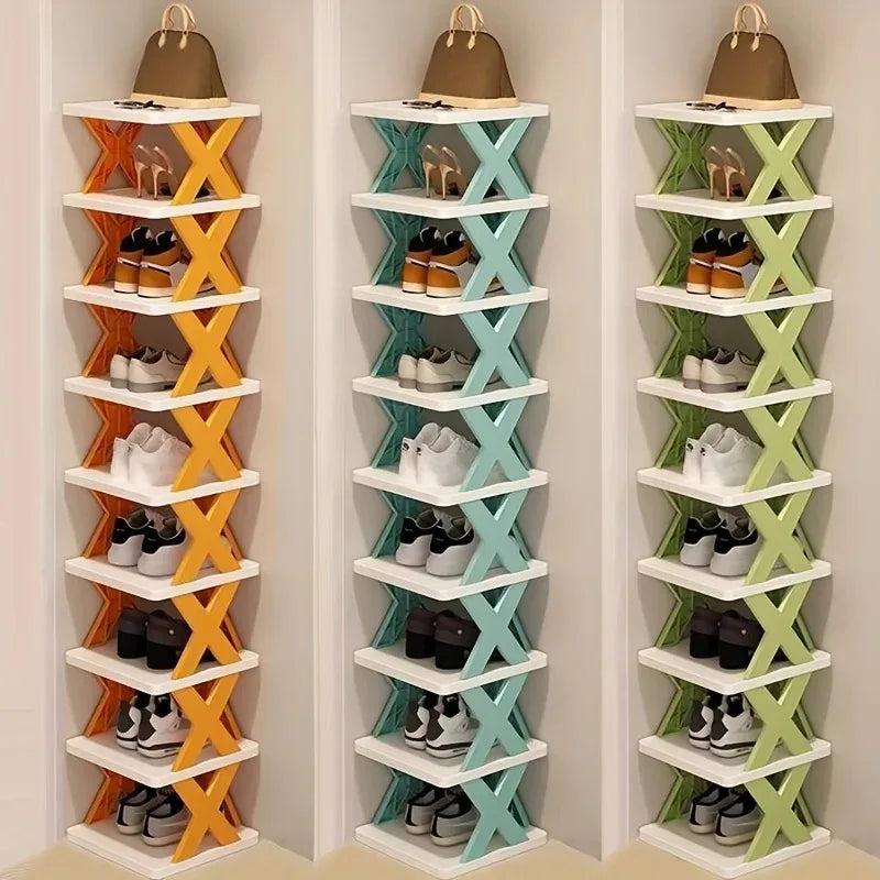 9-Tier Vertical Shoe Rack - Space-saving Tall & Narrow Design for Entranceways, Easy to Assemble Home Organization Storage