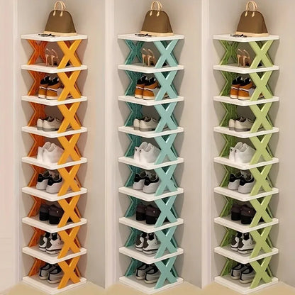 9-Tier Vertical Shoe Rack - Space-saving Tall & Narrow Design for Entranceways, Easy to Assemble Home Organization Storage