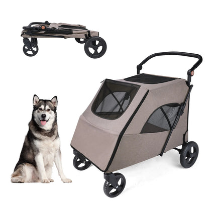 Pet Stroller for Large Dogs,Up to 66lbs Pet Pram Adjustable Handle, Folding Dog Buggy, XXL Storage Double Pet Pram for Cats