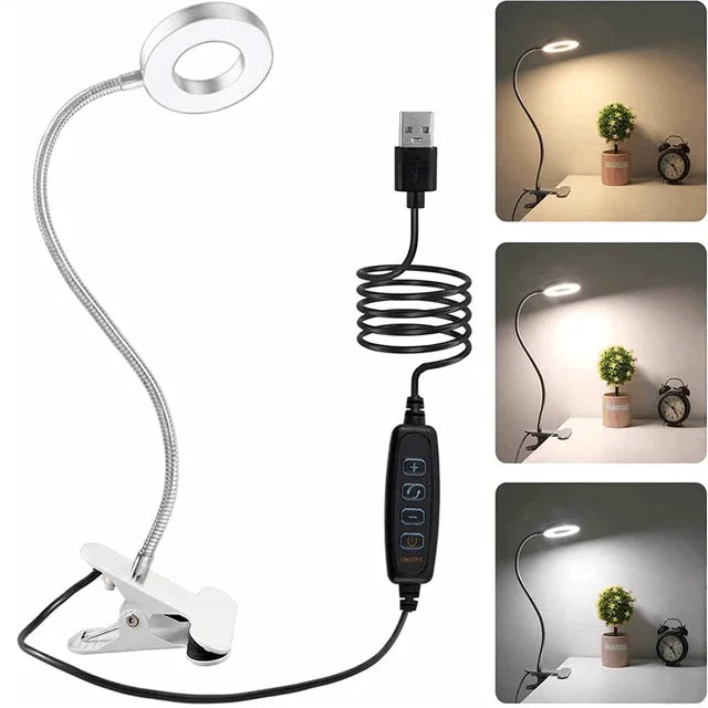 Flexible LED Vertical Lighting Desk Lamp Desktop Work Writing Lamp Bedroom Adjustable Clamping Bed Light Writing Reading Lamp