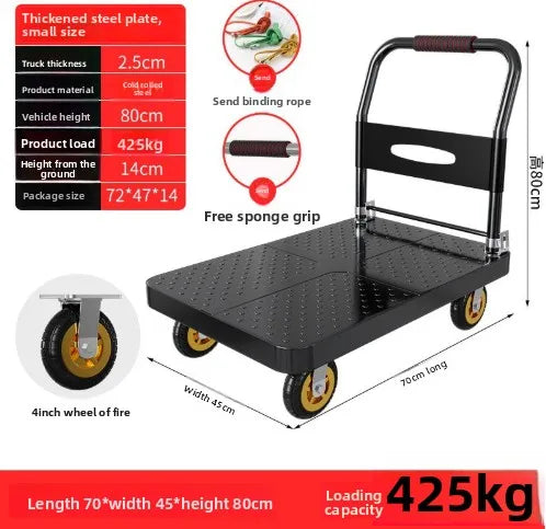 Heavy Duty Foldable Garden Cart Utility Wagon All Terrain Wheels Steel Dump Bed Hauling Mulch Firewood Plants Tools Carrito