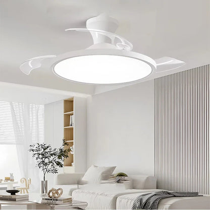 Modern Invisible LED Ceiling Fan with Light Large Air Volume 3 folding blades for Bedroom Dining room Electric fan AC220V