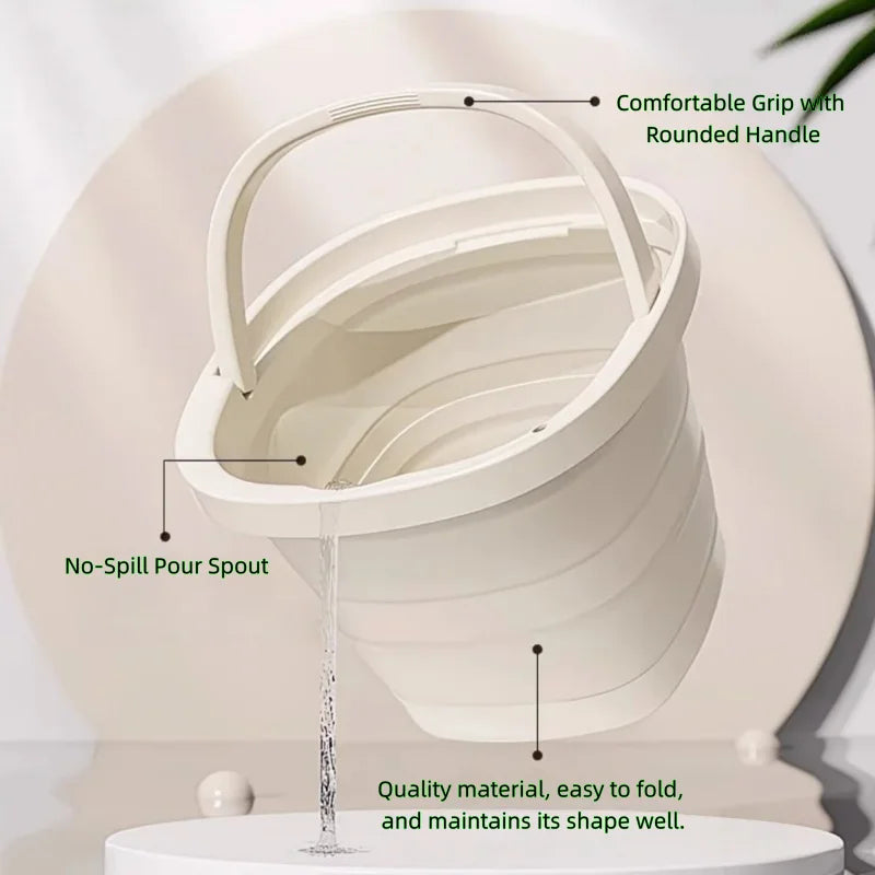 10L Collapsible Water Bucket with Handle Portable Foldable Pail for Fishing, Camping Travel, Easy Storage for Outdoor Daily Use