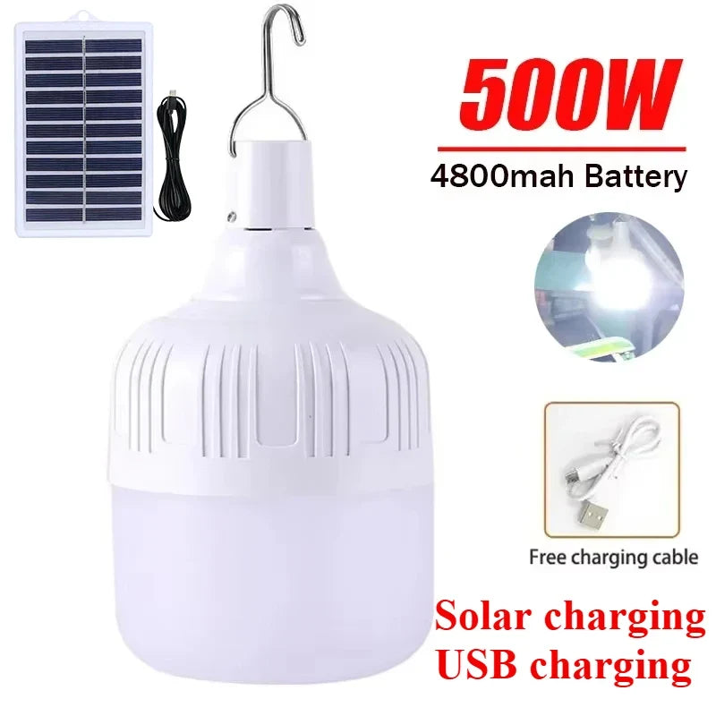 Solar Powered Lamps Portable Led Bulbs 80-500W LED Energy Saving Light for Outdoor Camping Tent Night Fishing Emergency Lights