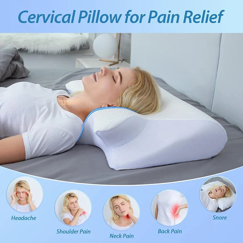 Comfortable Memory Foam Sleep Pillow Butterfly Sleep Memory Neck Pillow Cervical Orthopedic Neck Massage Slow Rebound Bed Pillow