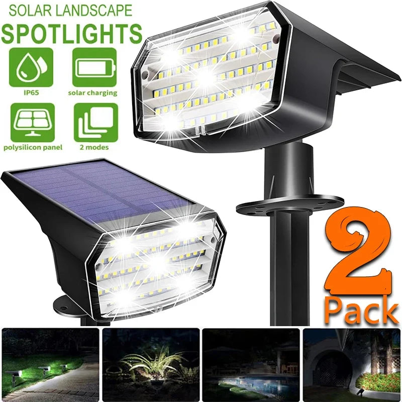 1/2Pcs Solar Powered 53LED Lamp Adjustable Solar Spotlight In-Ground IP65 Waterproof Landscape Wall Light Outdoor Lighting