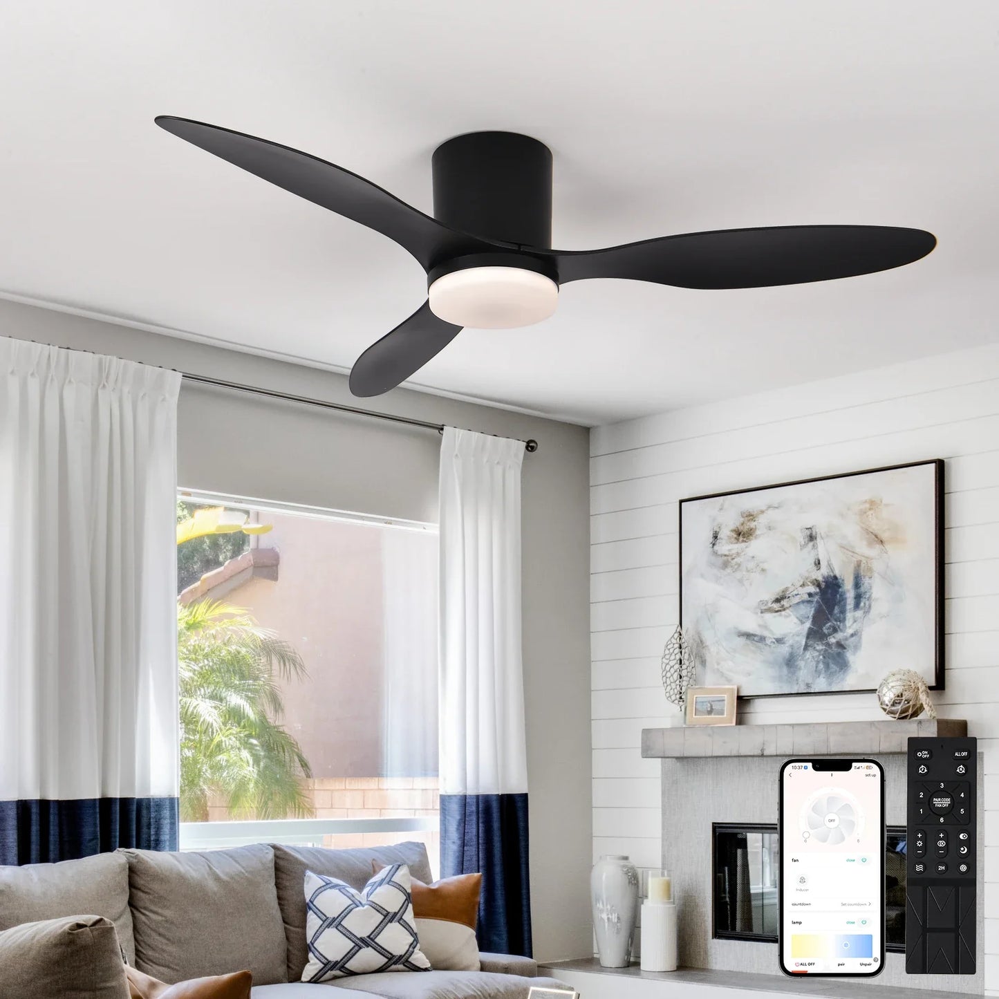 Modern Silent Led Ceiling Fan Lights DC Motor 6 Speeds Timing Fans Loft Remote Control Fan With Lights Bedroom Dining Room