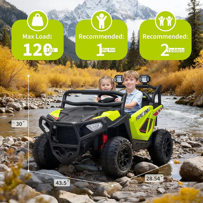 24V 2 Seater Ride On Car Electric UTV Car with Remote Control,4-Wheeler Suspension,Soft Start,3 Speeds,Led Lights,Bluetooth,3-8Y