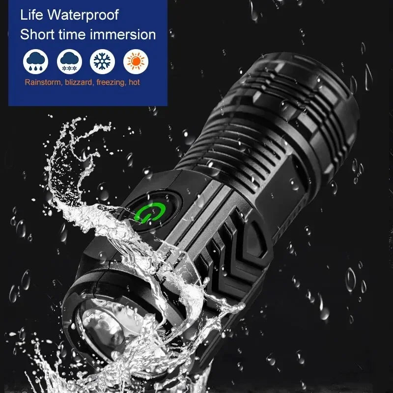 Portable Mini LED Handheld Flashlight Powerful Fingertip Torch Outdoor Waterproof Hiking Camping Flash Light with Pen Clip