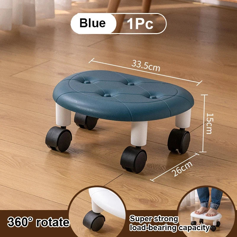 Universal Wheel Stool for Household Use Pulley Low Stool Seat with Wheels CHILDREN'S Multi-functional Stool, round Stool