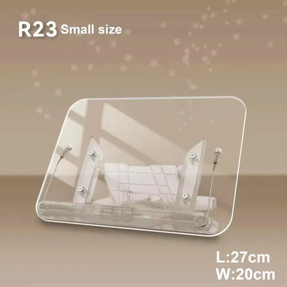 NEW Book Stand for Reading Adjustable Book Holder with 360° Rotating Base Elastic Page Clips Foldable Desktop Riser Stand