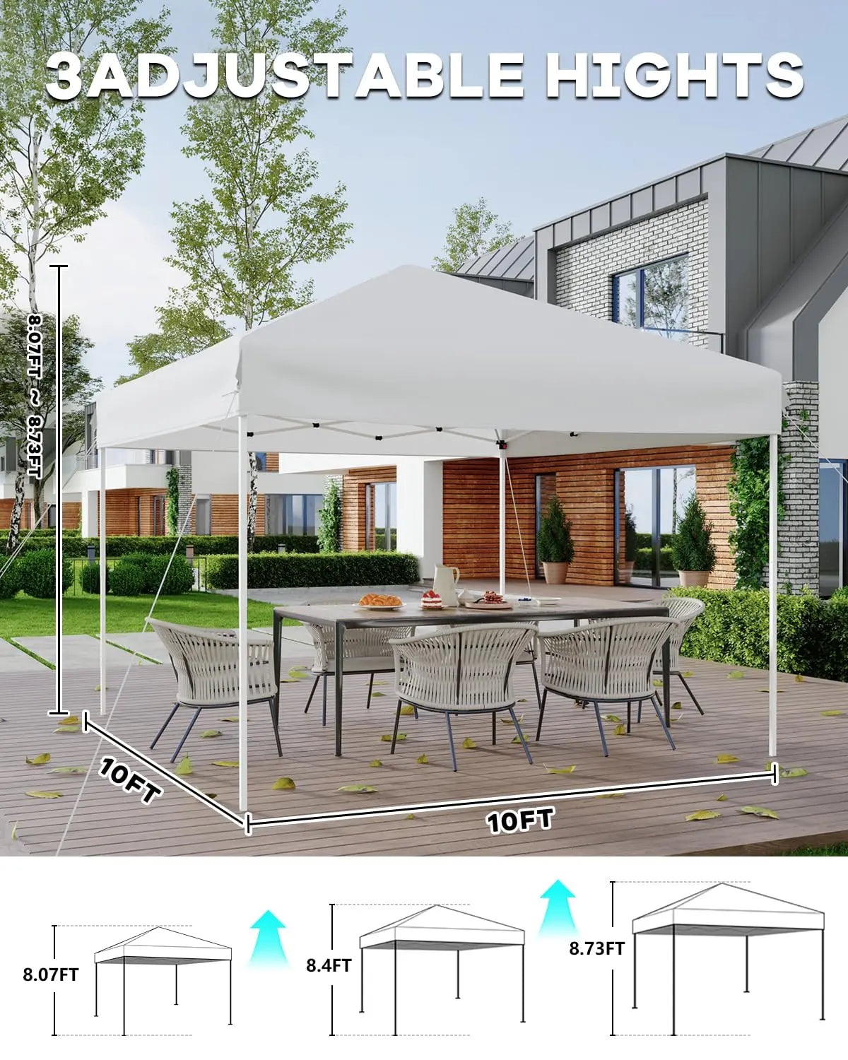 10x10ft Pop Up Canopy Tent, Outdoor Instant Shelter UV Protection Waterproof Sun Shade With Sandbags Carry Bag For Patio Party