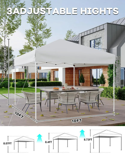 10x10ft Pop Up Canopy Tent, Outdoor Instant Shelter UV Protection Waterproof Sun Shade With Sandbags Carry Bag For Patio Party