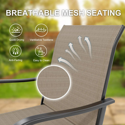 Set Of 2 All-Weather Swivel Bar Stools, 360° Rotating Outdoor Counter Height Chairs With High Back & Armrests For Deck Patio