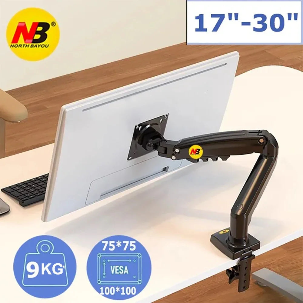 Adjustable PC Monitor Arm Support NB F80 Single Monitor Bracket Up To 30 Inches Computer Desk Mount Stand Adjustable Gas Spring
