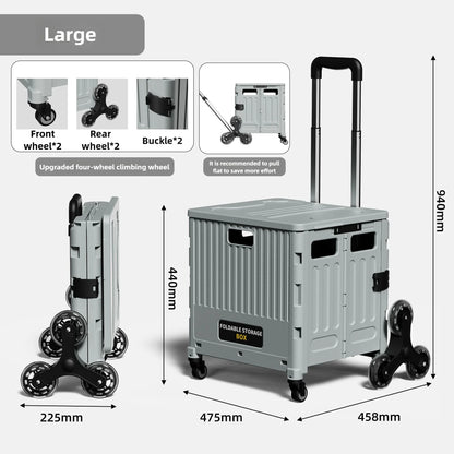 Household multi-functional shopping trolley, portable folding shopping trolley, trailer, camping, large-capacity storage box
