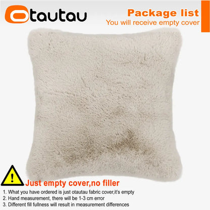 OTAUTAU Top Soft Fuffy Faux Bunny Fur Throw Pillow Case Sofa Couch Cushion Pillows Cover No Filler Baby Pet Bed ZT2TM1T