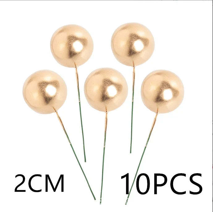 10 Pcs Colour Ball Happy Birthday Cake Topper 3CM Frosted Balls Kids Christmas Party Gift Cake Topper Wedding Dessert Decoration