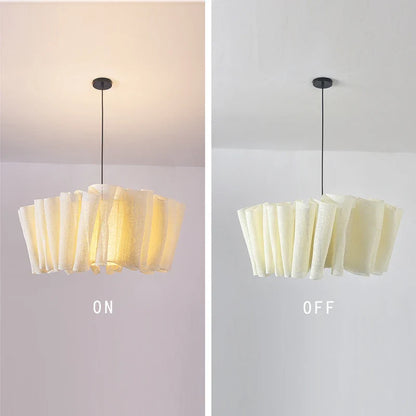 Wabi Sabi Pleated Pendant Light Nordic Linen Fabric Chandelier  For Living Room Study Clothes Shop Restaurant Decoration Light